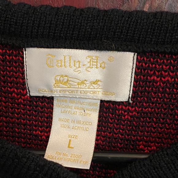 Tally Ho Black and Red Knit Cardigan - Picture 2 of 2